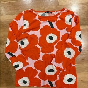 Marimekko Red Floral Long-Sleeve Top